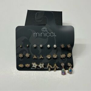 Minicci Gold and Silver Stud Earring Collection 12 Pair Nickel-Free